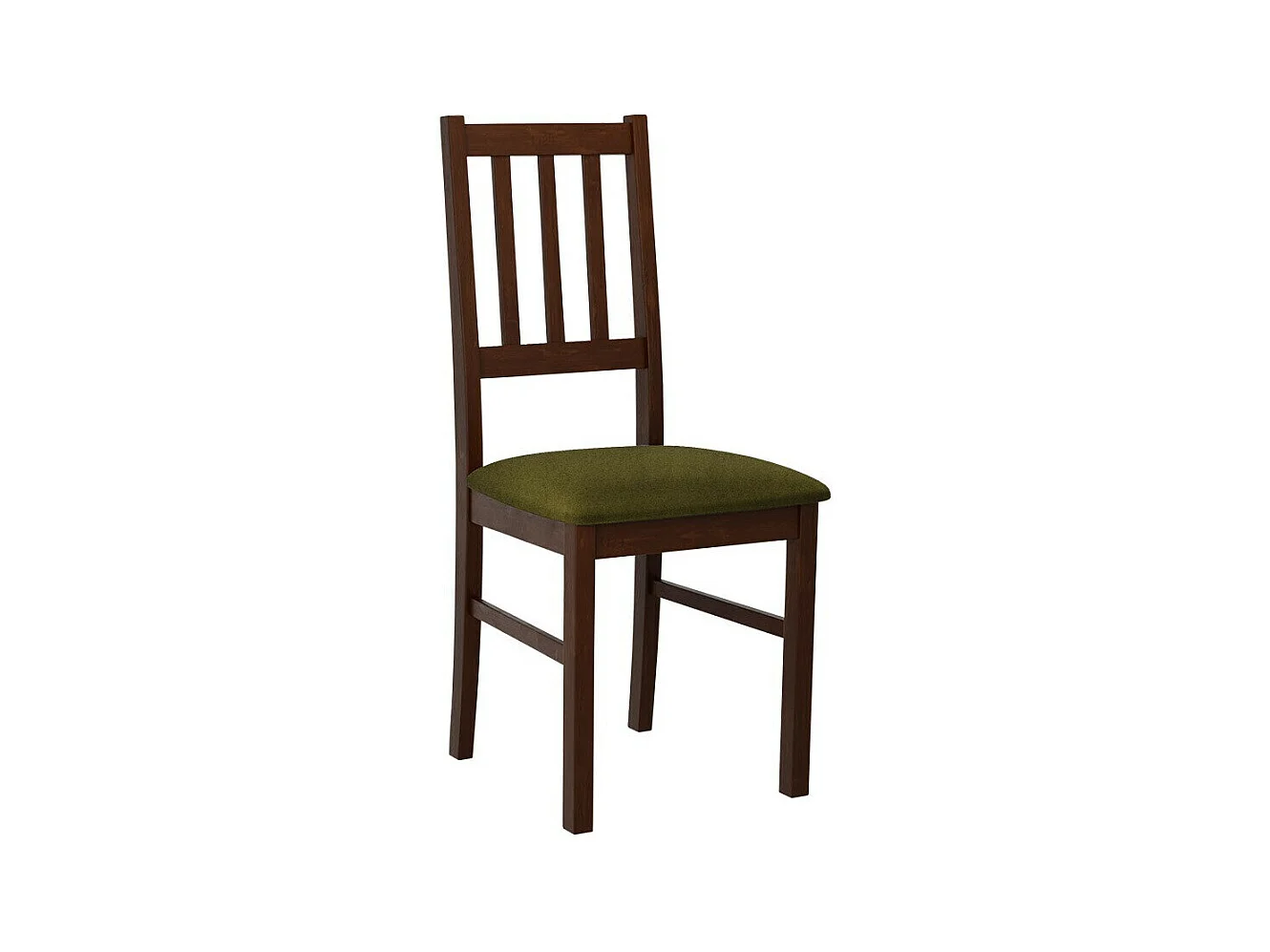 Chaise Victorville 146, Noix|Vert, 94x43x40cm, Tapisserie, En bois, Bois