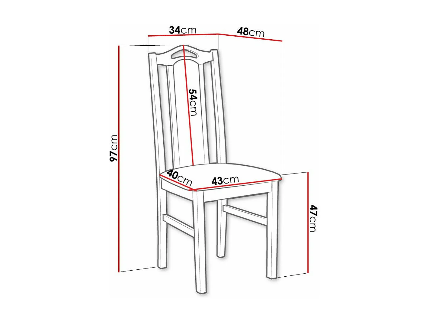 Chaise Victorville 139, Noix|Brun clair, 97x43x48cm, Tapisserie, En bois, Bois