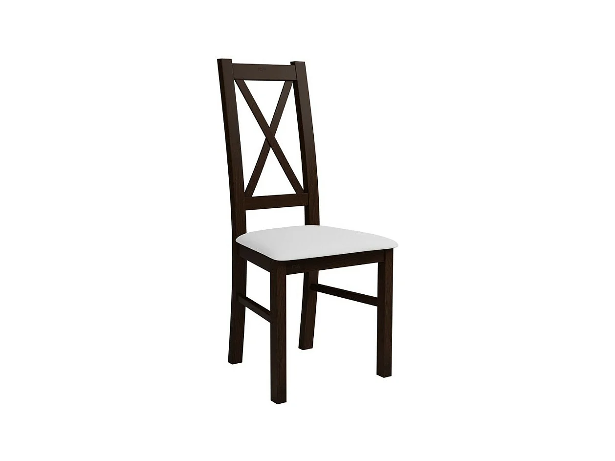 Silla Sparks 117, Blanco|Nuez, 95x46x40cm, Cuero ecológico, De madera, Madera