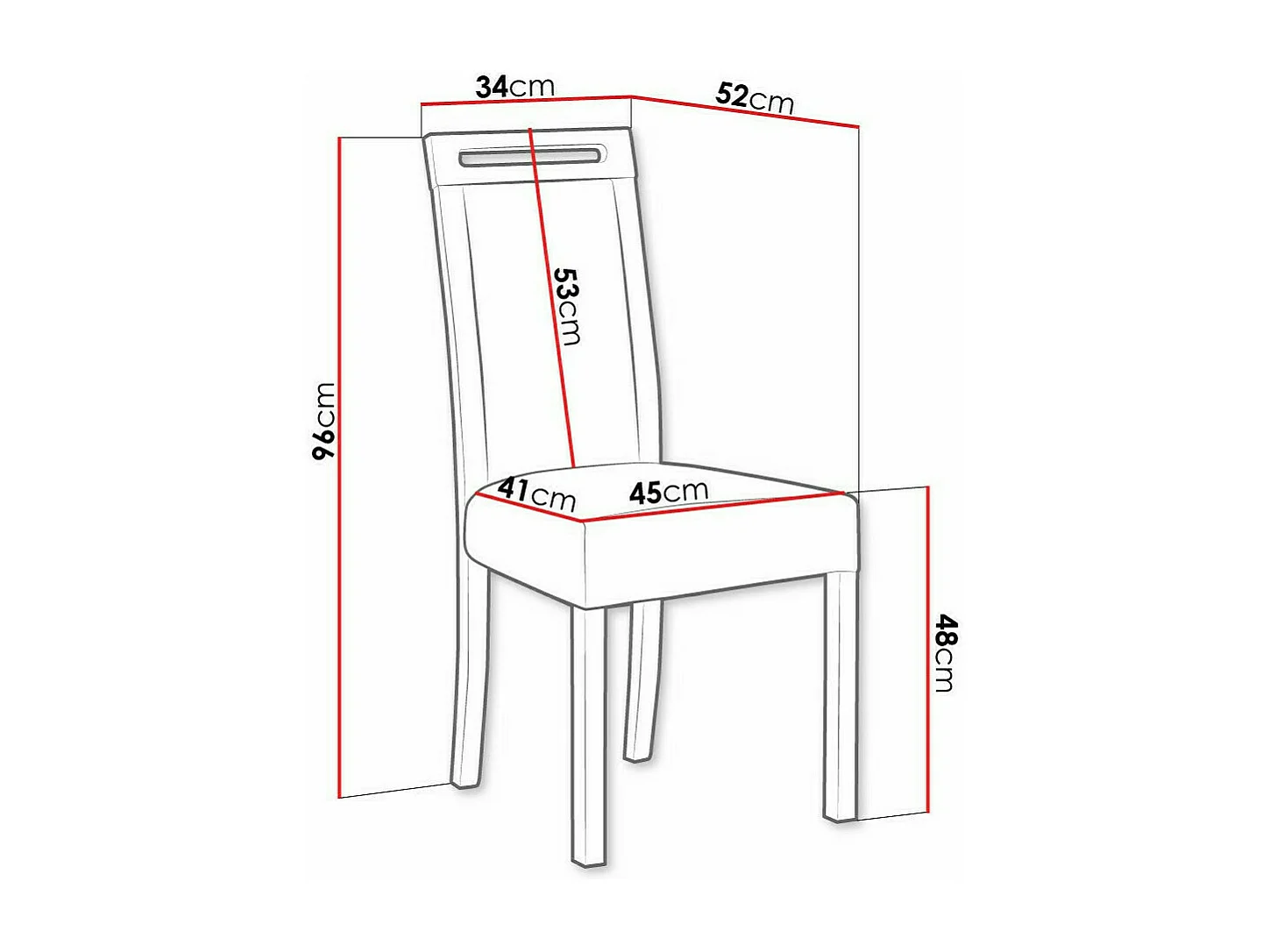 Chaise Victorville 162, 96x45x41cm, Tapisserie, En bois, Bois, Mobilier déjà assemblé