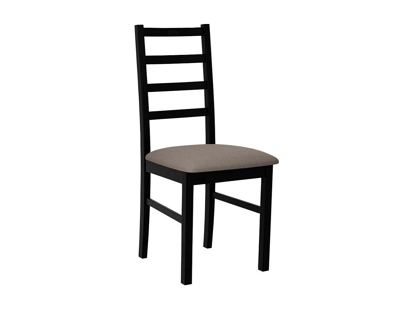 Chaise Victorville 171, Noir|Brun clair, 94x43x49cm, Tissu, En bois, Bois