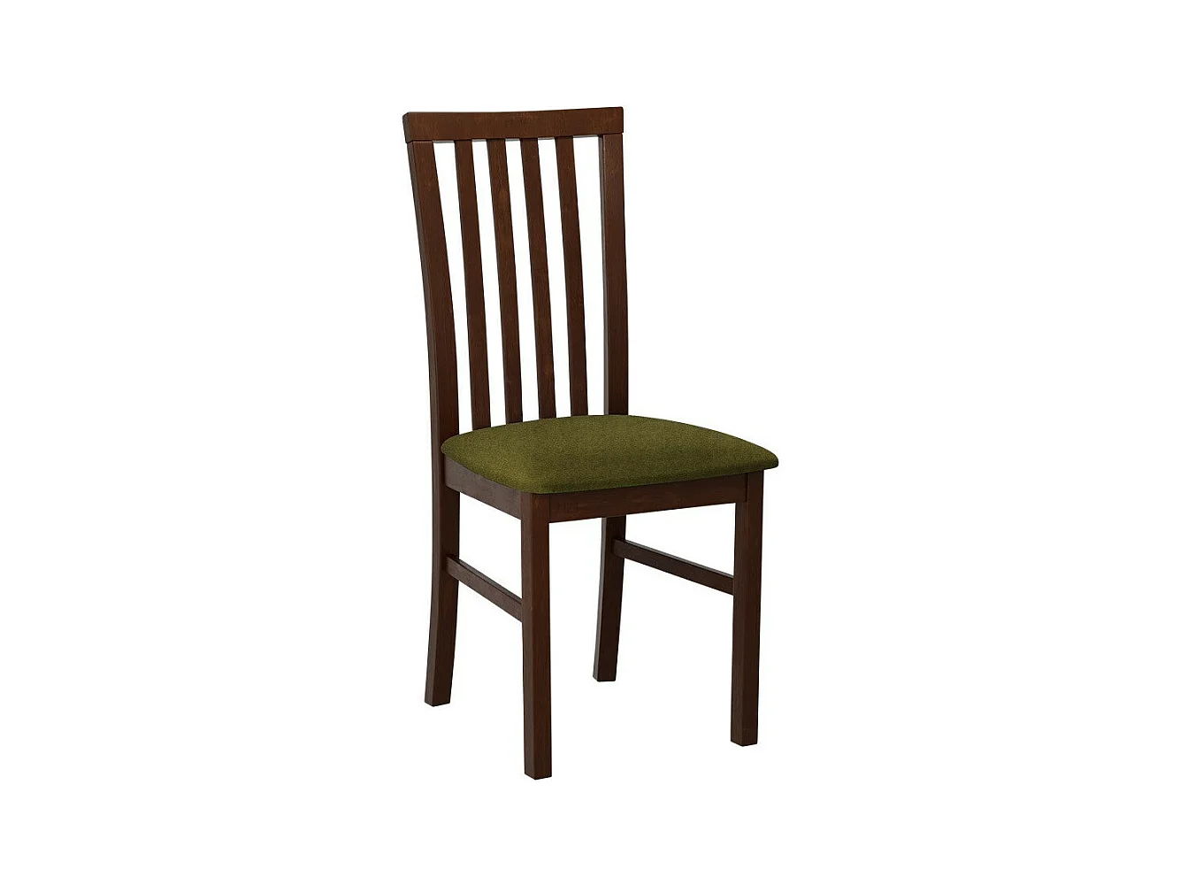 Chaise Victorville 155, Noix|Vert, 93x43x40cm, Tapisserie, En bois, Bois