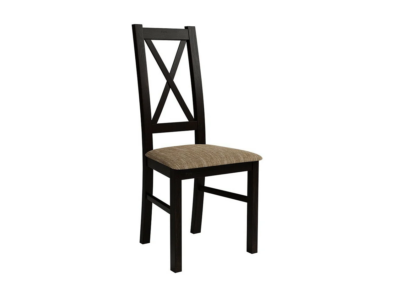 Chaise Sparks 117, Wengué|Marron, 95x46x40cm, Tapisserie, En bois, Bois