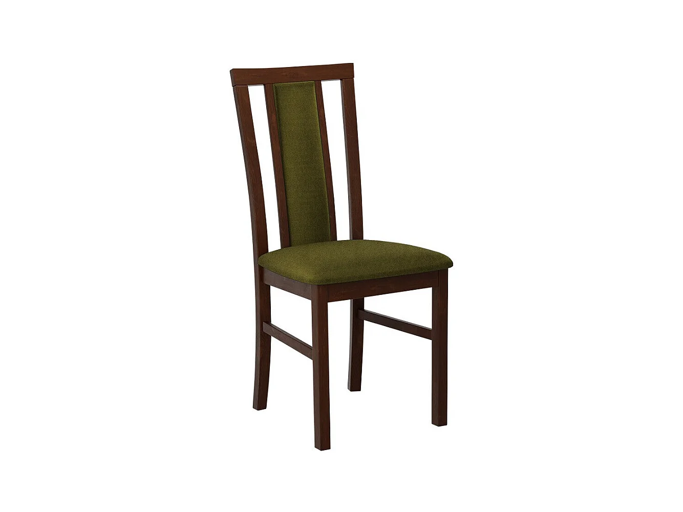 Chaise Victorville 157, Noix|Vert, 93x43x40cm, Tapisserie, En bois, Bois