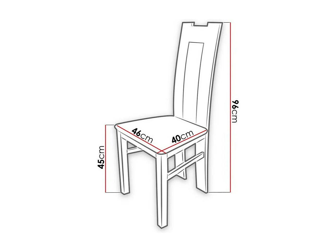 Chaise Sparks 109, 96x46x40cm, Faux cuir, En bois, Bois