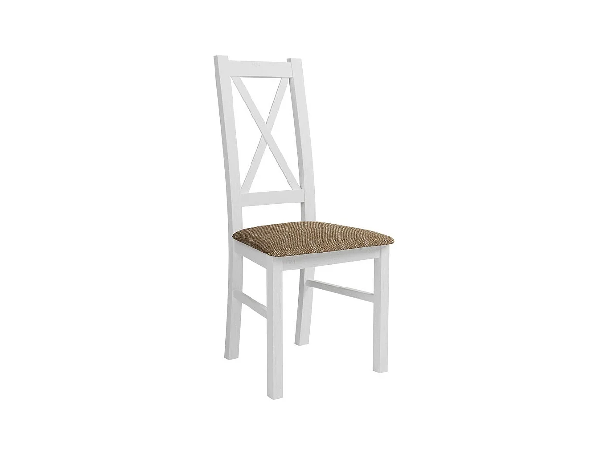Sedia Sparks 117, Bianco|Marrone, 95x46x40cm, Arazzo, Di legno, Legno