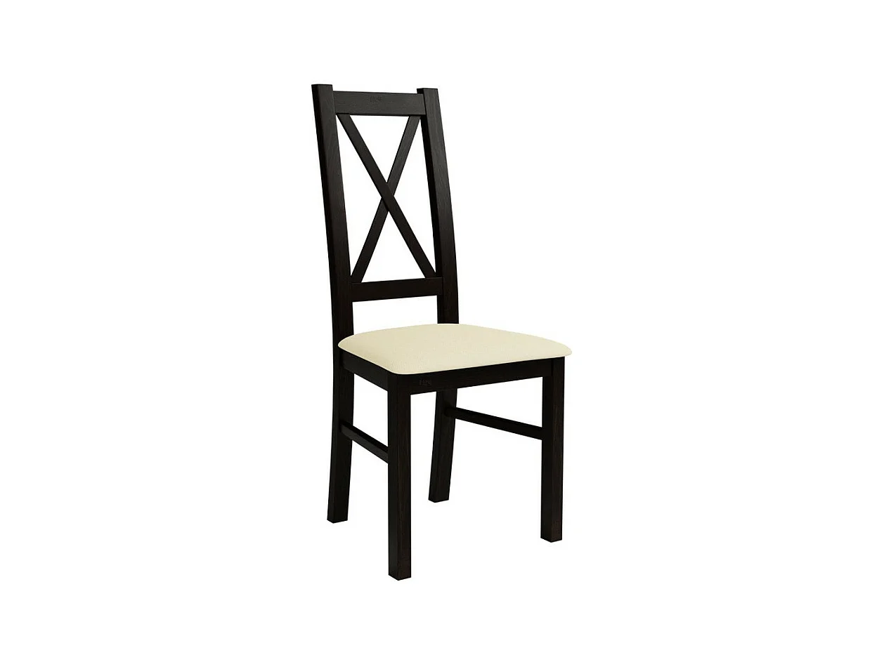 Silla Sparks 117, Crema|Wengué, 95x46x40cm, Cuero ecológico, De madera, Madera