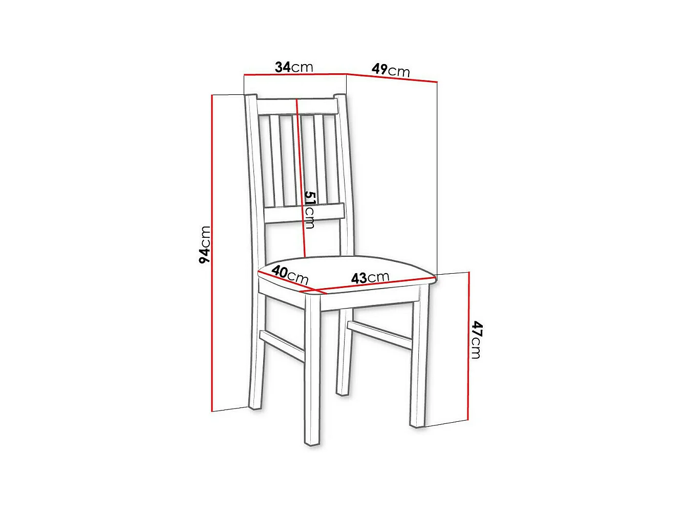 Chaise Victorville 146, 94x43x40cm, Tapisserie, En bois, Bois, Mobilier déjà assemblé