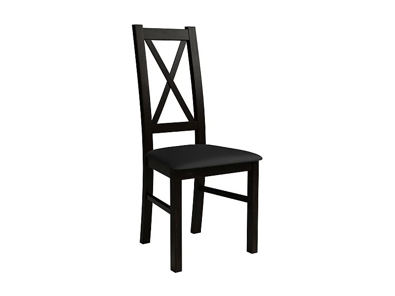 Silla Sparks 117, Negro|Wengué, 95x46x40cm, Cuero ecológico, De madera, Madera
