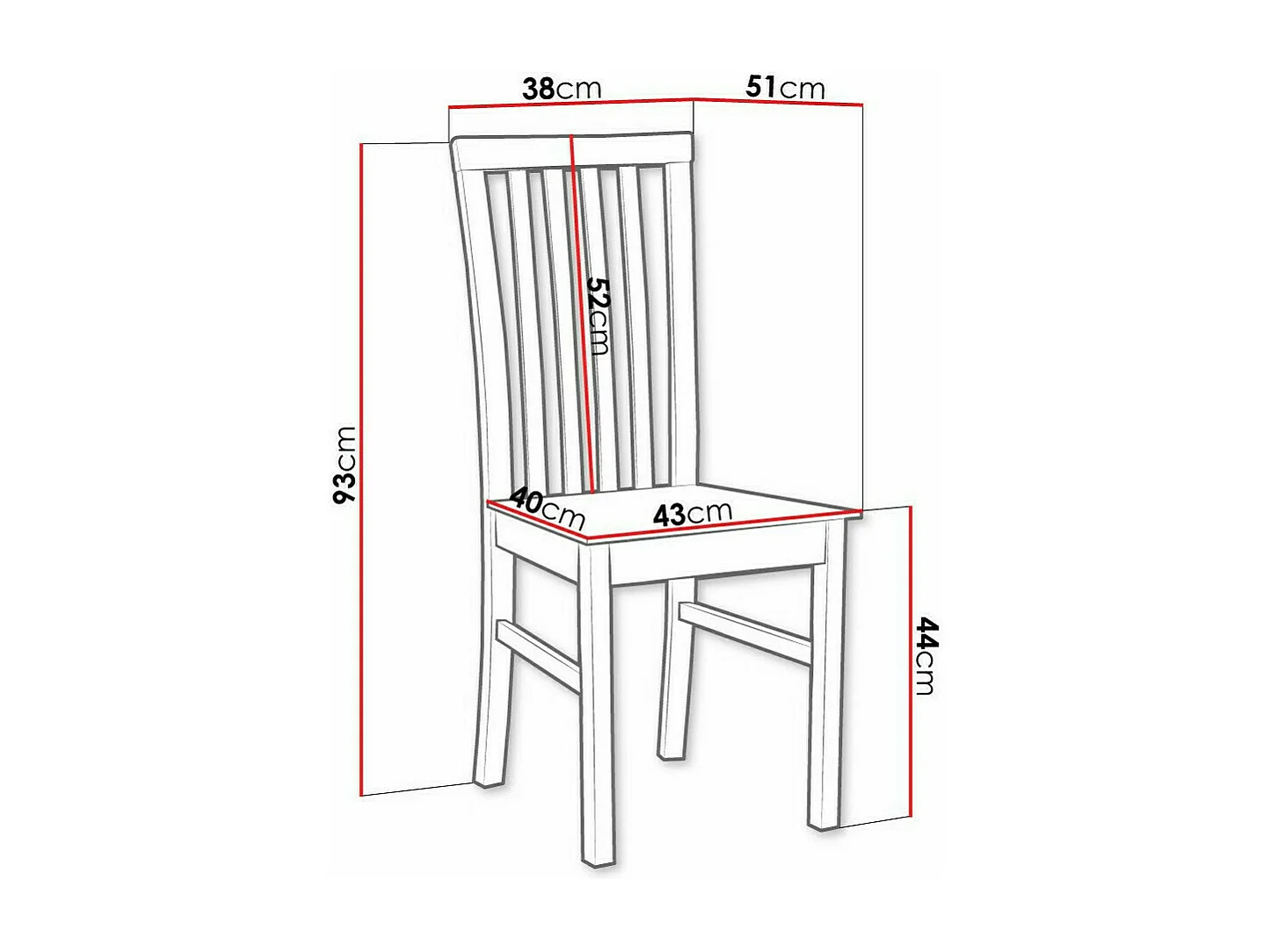 Silla Victorville 159, Negro, 93x43x40cm, Madera, De madera, Muebles ya montados