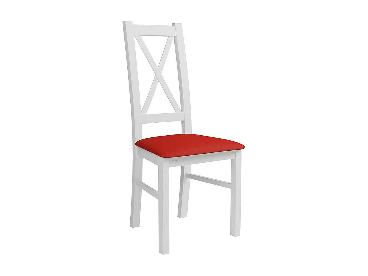 Chaise Sparks 117, Blanc|Rouge, 95x46x40cm, Faux cuir, En bois, Bois