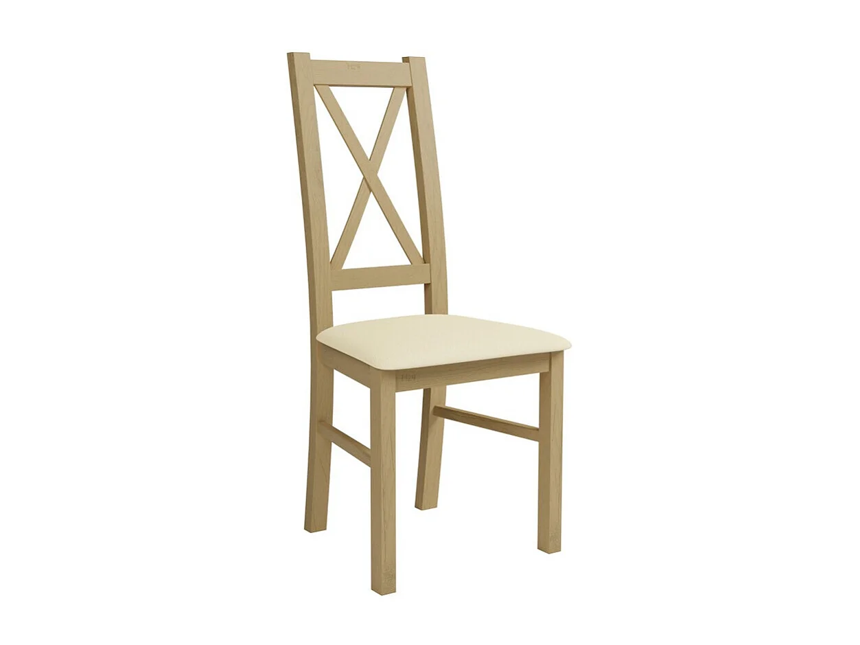 Silla Sparks 117, Crema|Roble Sonoma, 95x46x40cm, Cuero ecológico, De madera, Madera