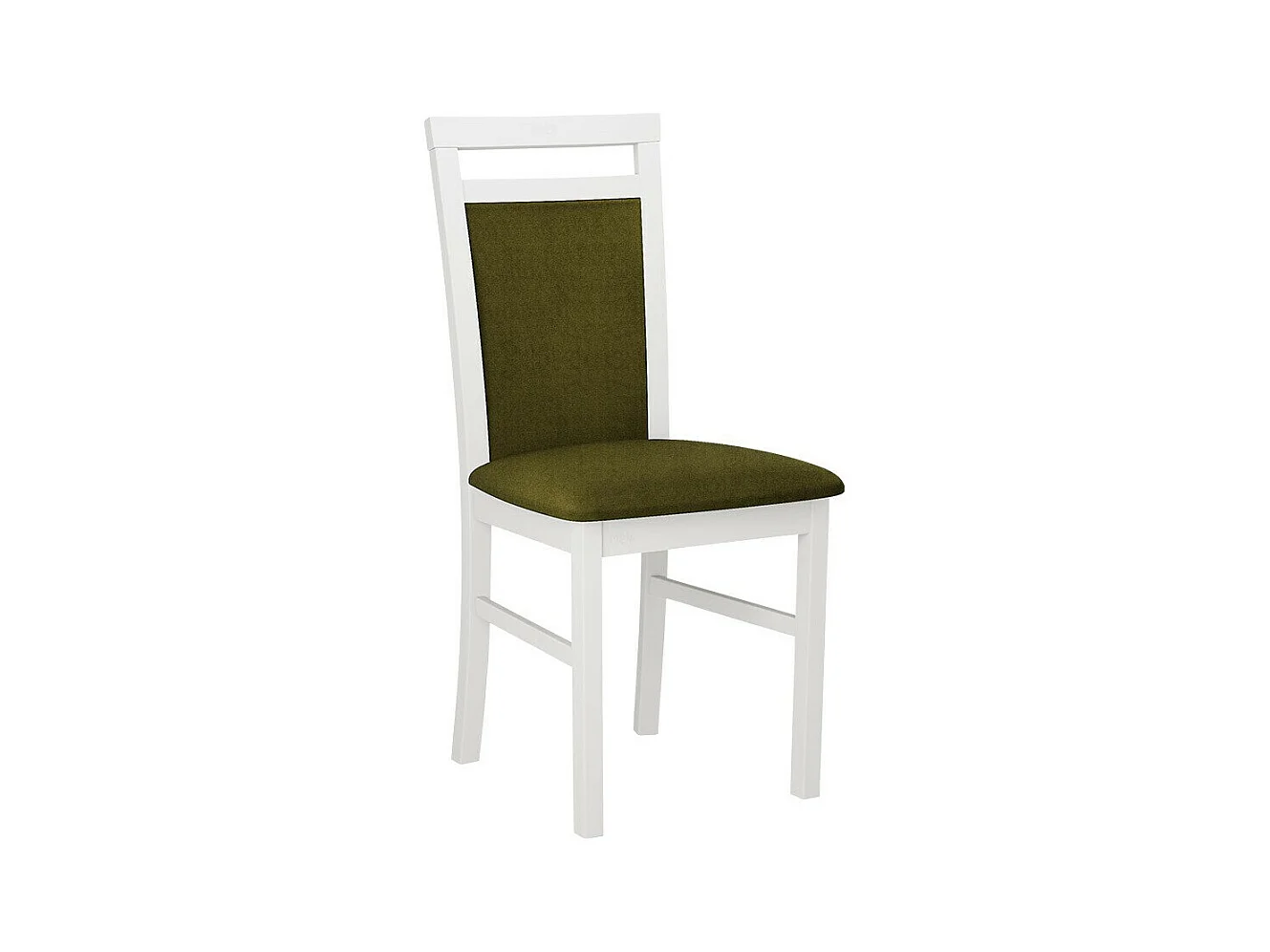 Chaise Victorville 154, Blanc|Vert, 93x43x40cm, Tapisserie, En bois, Bois