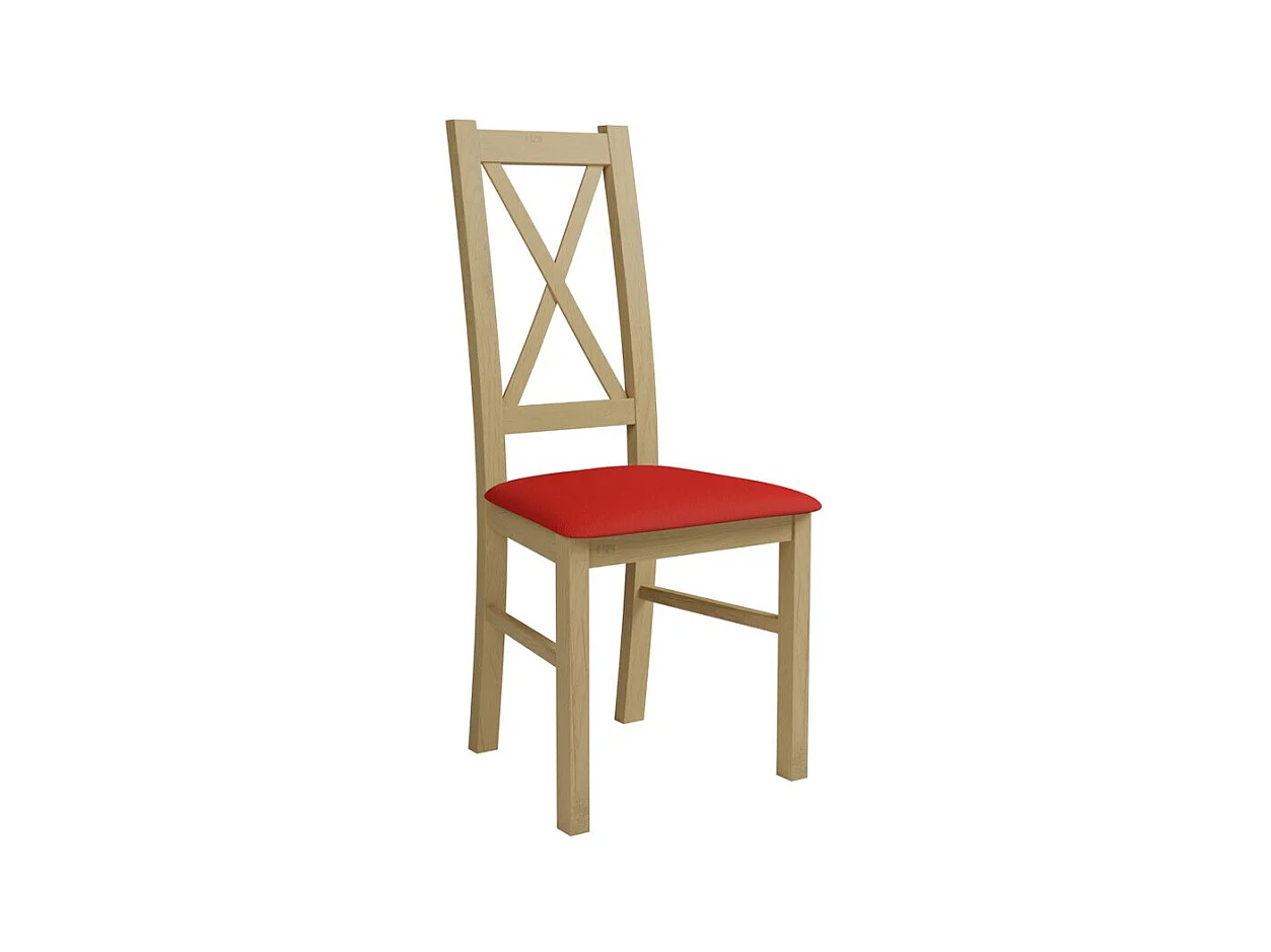Chaise Sparks 117, Sonoma chêne|Rouge, 95x46x40cm, Faux cuir, En bois, Bois
