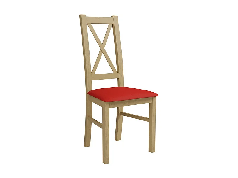 Silla Sparks 117, Rojo|Roble Sonoma, 95x46x40cm, Cuero ecológico, De madera, Madera