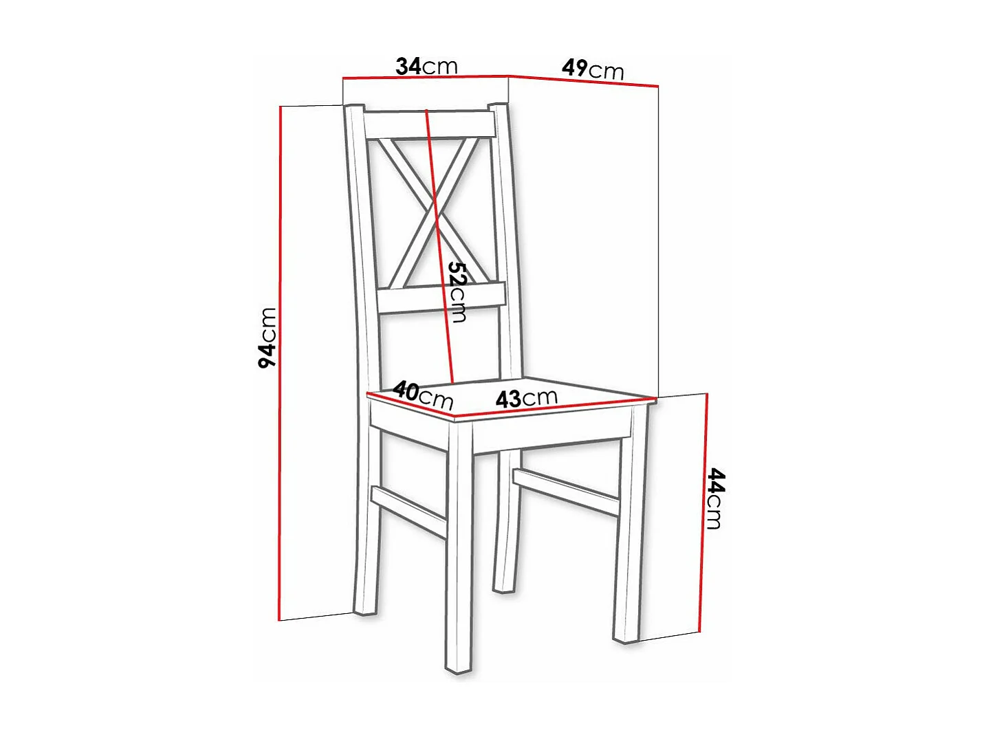 Chaise Victorville 137, Sonoma chêne, 94x43x49cm, Bois, En bois, Mobilier déjà assemblé