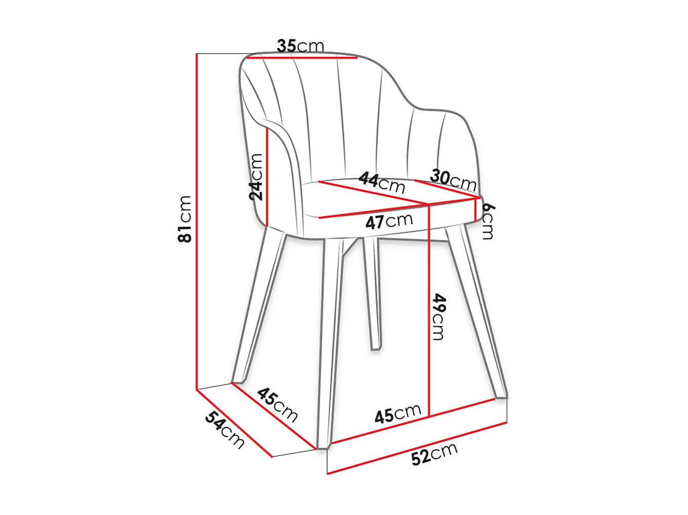 Silla Racine 105, 81x52x54cm, Tapiz, De madera, Aglomerado laminado