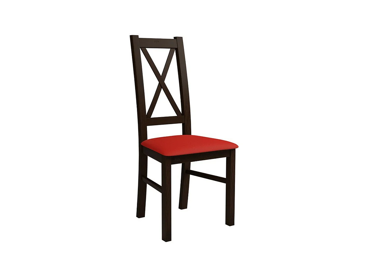 Chaise Sparks 117, Noix|Rouge, 95x46x40cm, Faux cuir, En bois, Bois