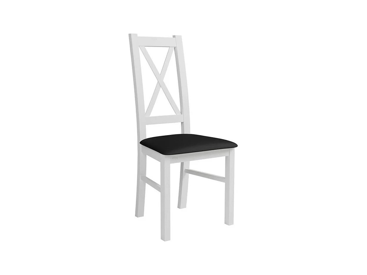 Chaise Sparks 117, Noir|Blanc, 95x46x40cm, Faux cuir, En bois, Bois