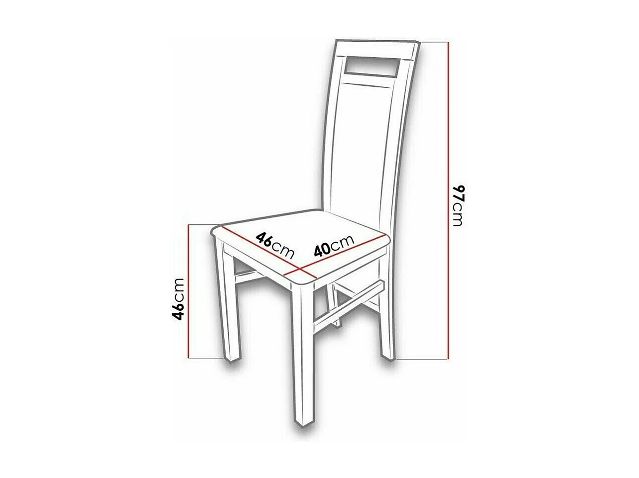 Chaise Sparks 100, 97x46x40cm, Tapisserie, En bois, Bois
