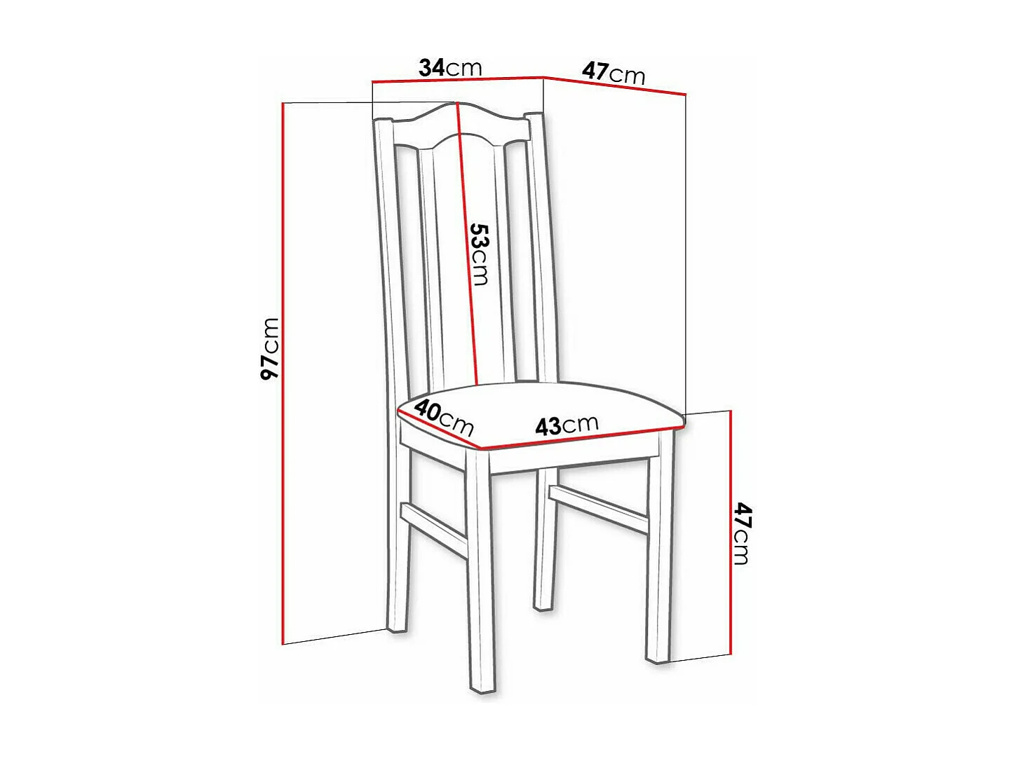 Chaise Victorville 144, Gris|Noix, 97x43x40cm, Tapisserie, En bois, Bois