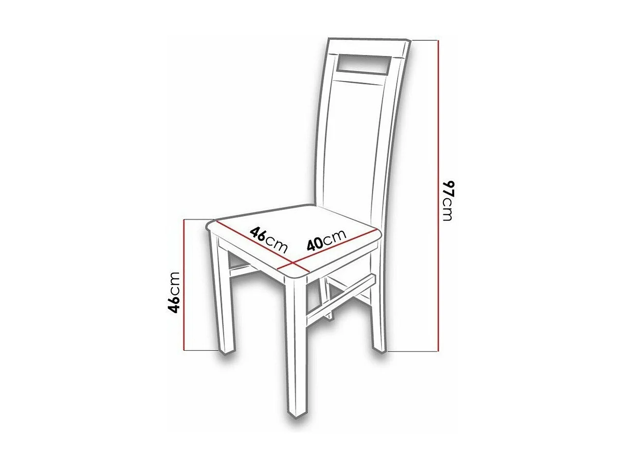 Chaise Sparks 100, 97x46x40cm, Tapisserie, En bois, Bois
