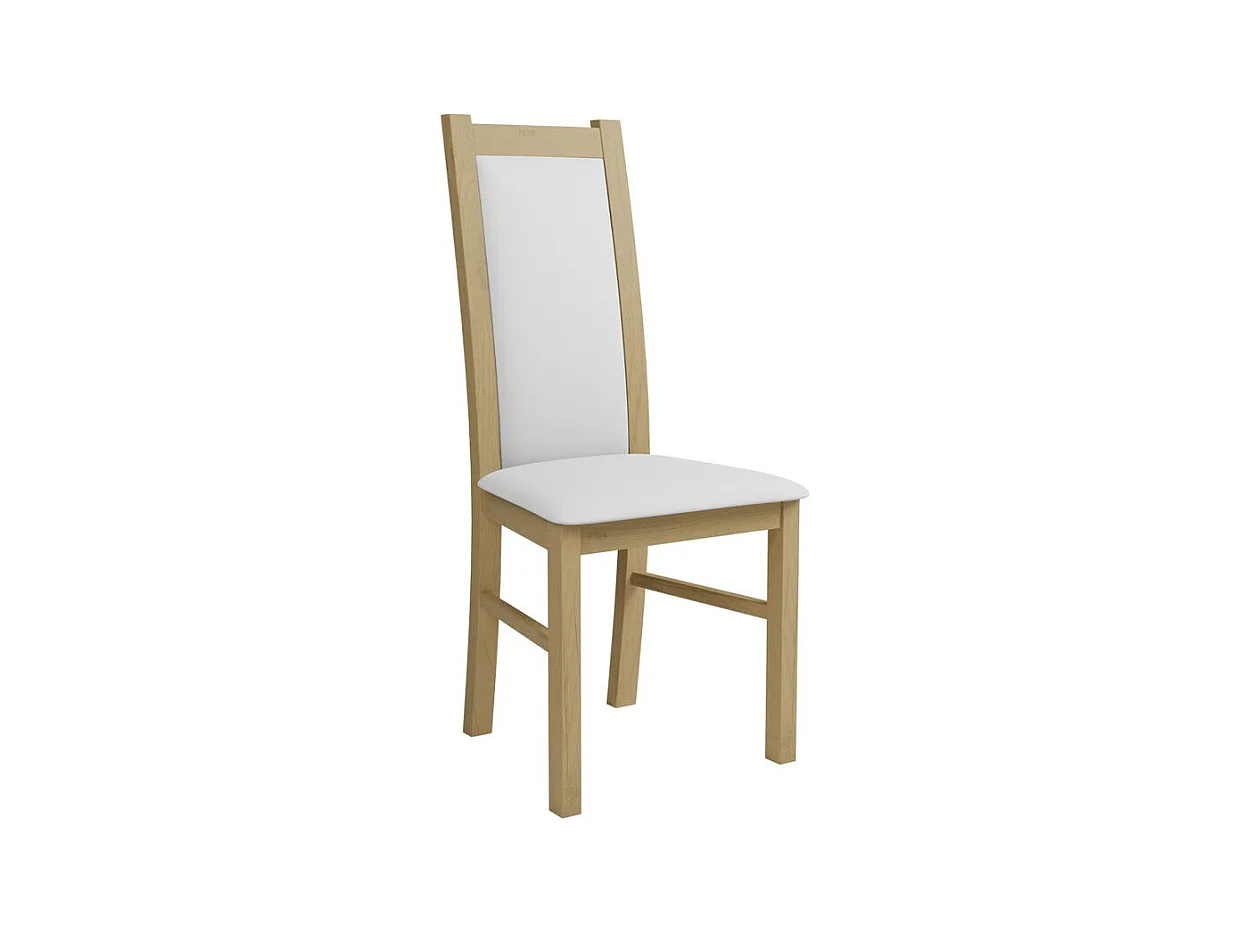 Sedia Sparks 116, Bianco|Sonoma quercia, 95x44x40cm, Eco pelle, Di legno, Legno