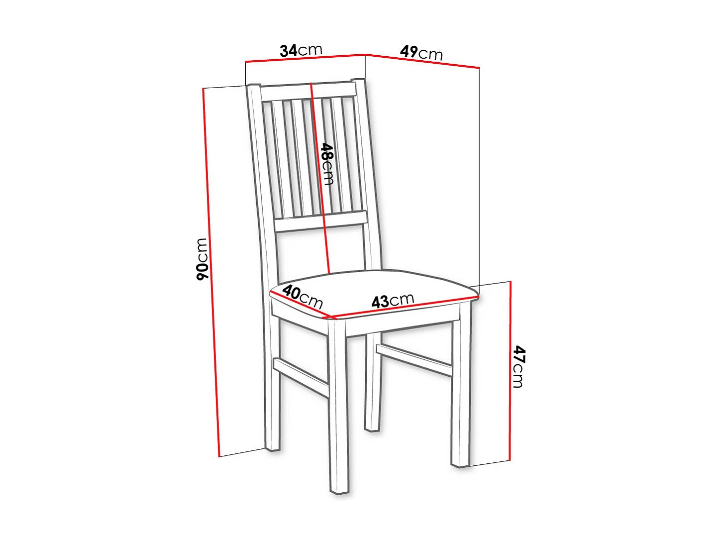 Chaise Victorville 170, Sonoma chêne|Gris, 90x43x49cm, Tapisserie, En bois, Bois