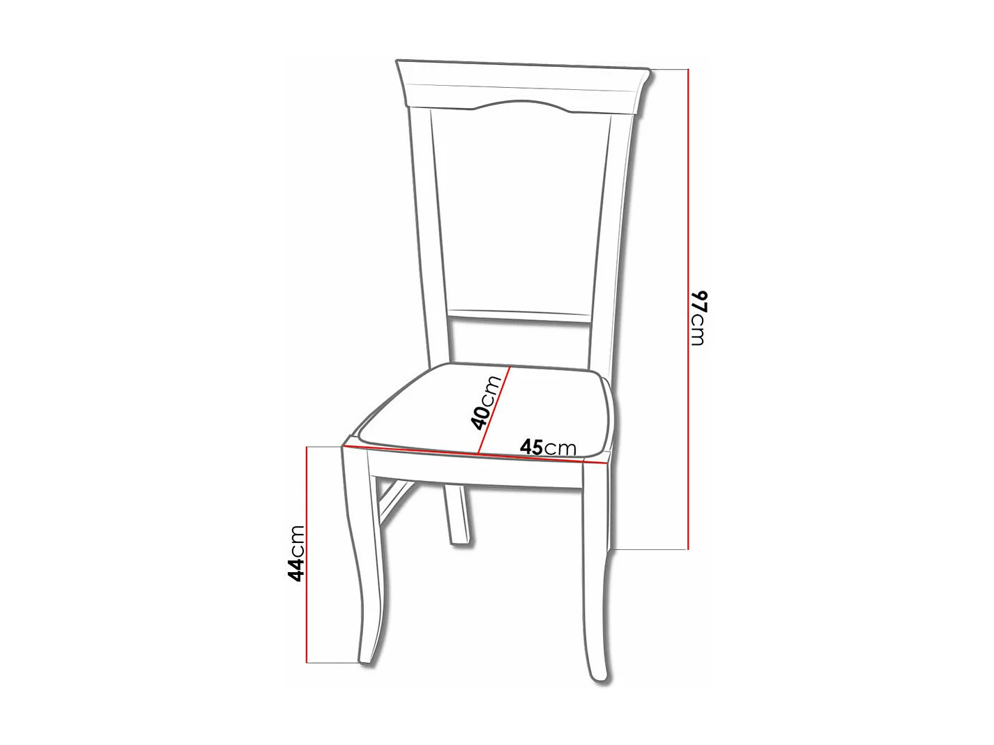 Chaise Sparks 157, 97x45x40cm, Tapisserie, En bois, Bois