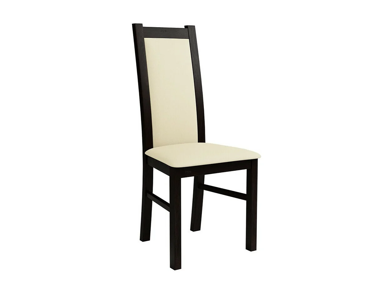 Chaise Sparks 116, Crème|Wengué, 95x44x40cm, Faux cuir, En bois, Bois