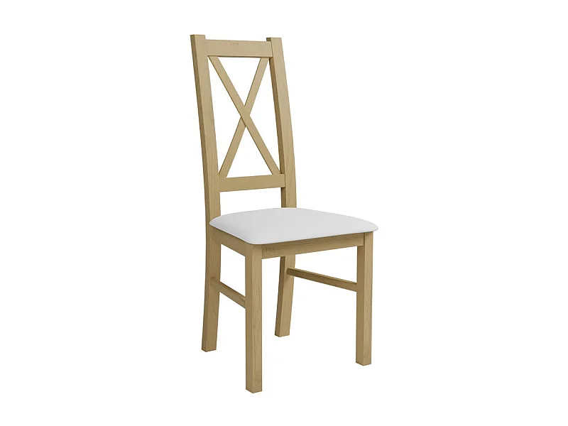 Silla Sparks 117, Blanco|Roble Sonoma, 95x46x40cm, Cuero ecológico, De madera, Madera