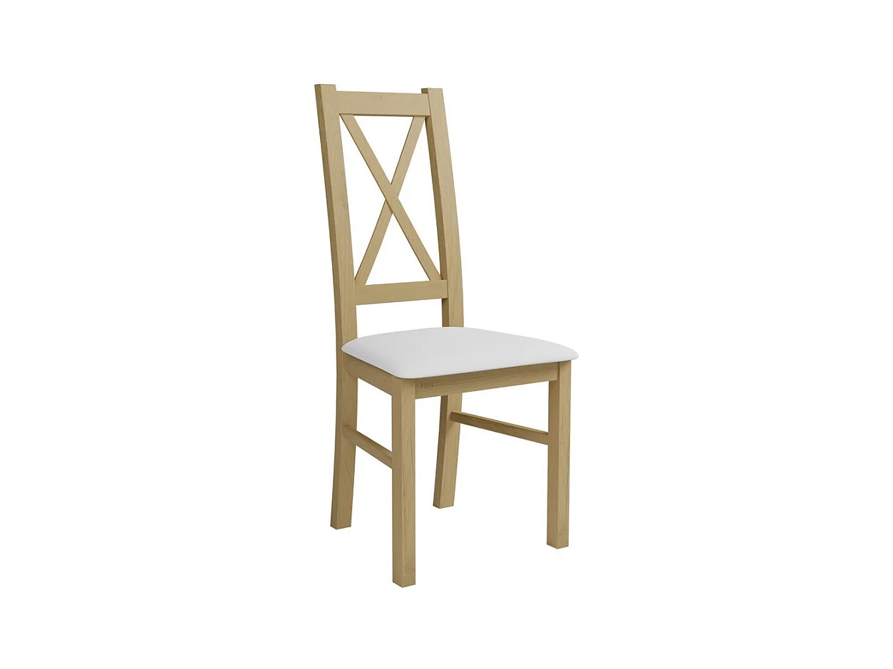 Sedia Sparks 117, Bianco|Sonoma quercia, 95x46x40cm, Eco pelle, Di legno, Legno