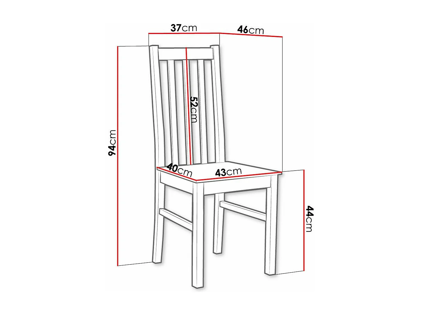 Chaise Victorville 115, Aulne, 94x43x46cm, Bois, En bois, Mobilier déjà assemblé