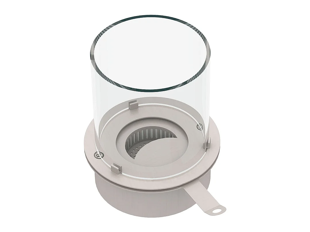 Brûleur rond avec verre pour cheminée au bioéthanol, biocheminée en acier inoxydable 3 lt d.30