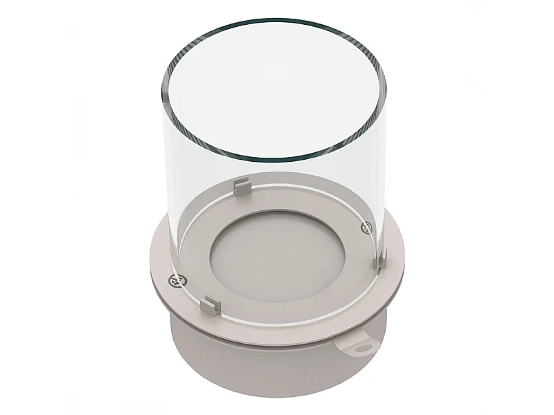 Brûleur rond avec verre pour cheminée au bioéthanol, biocheminée en acier inoxydable 3 lt d.30