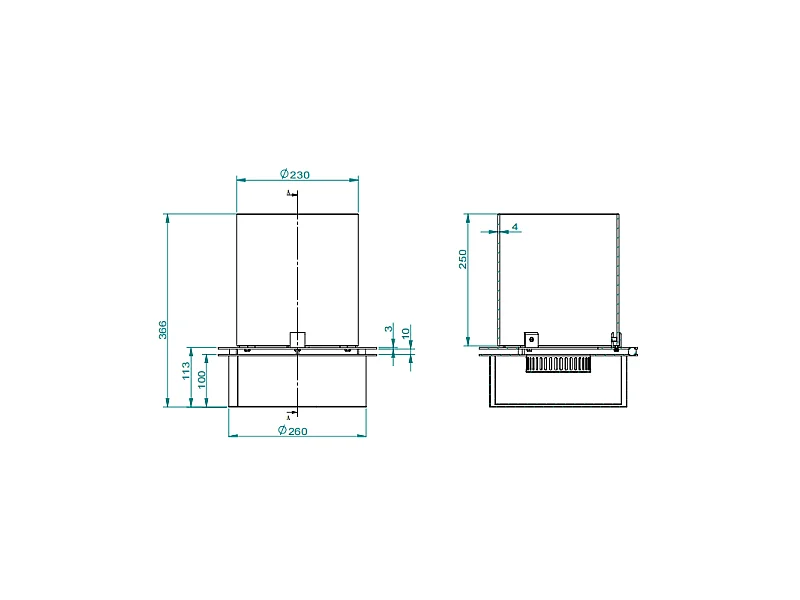 Brûleur rond avec verre pour cheminée au bioéthanol, biocheminée en acier inoxydable 3 lt d.30