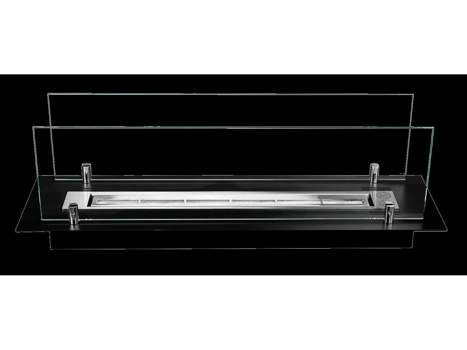 Brûleur de cheminée à bioéthanol en acier avec vitres de 65 cm