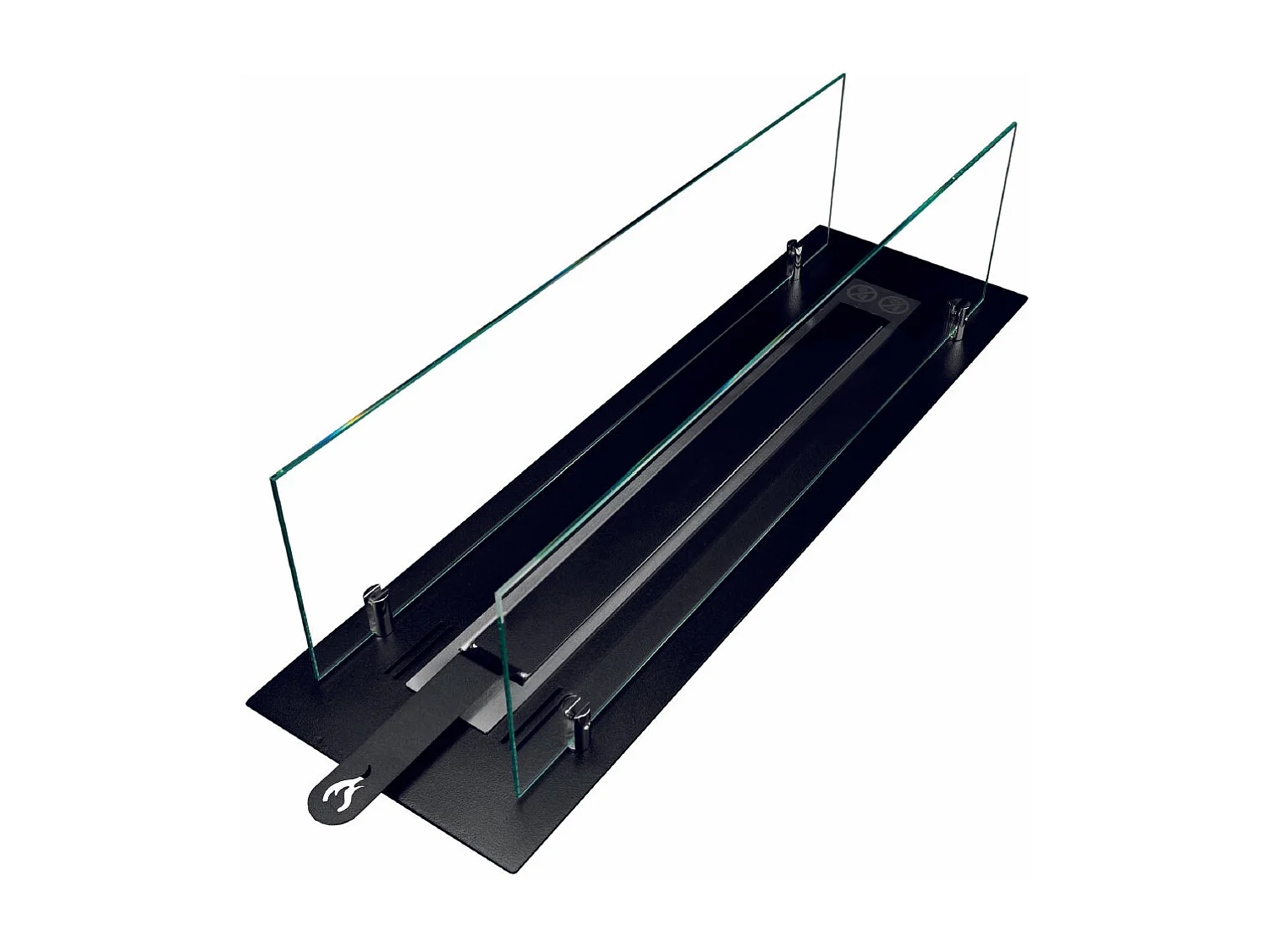 Brûleur de cheminée à bioéthanol en acier avec vitres de 65 cm