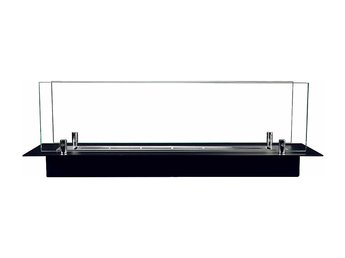 Brûleur de cheminée à bioéthanol en acier avec vitres de 65 cm