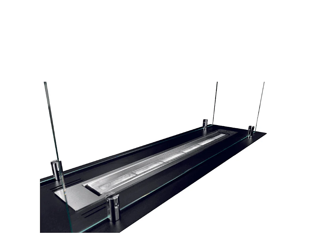 Bioethanol-Kaminbrenner aus Stahl mit 65 cm Glas