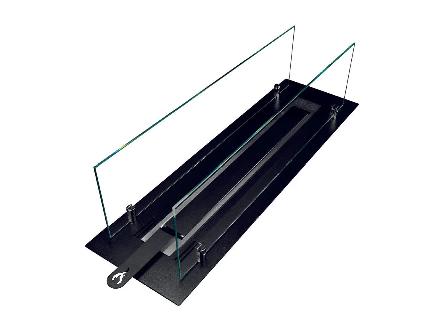 Bioethanol-Kaminbrenner aus Stahl mit 65 cm Glas