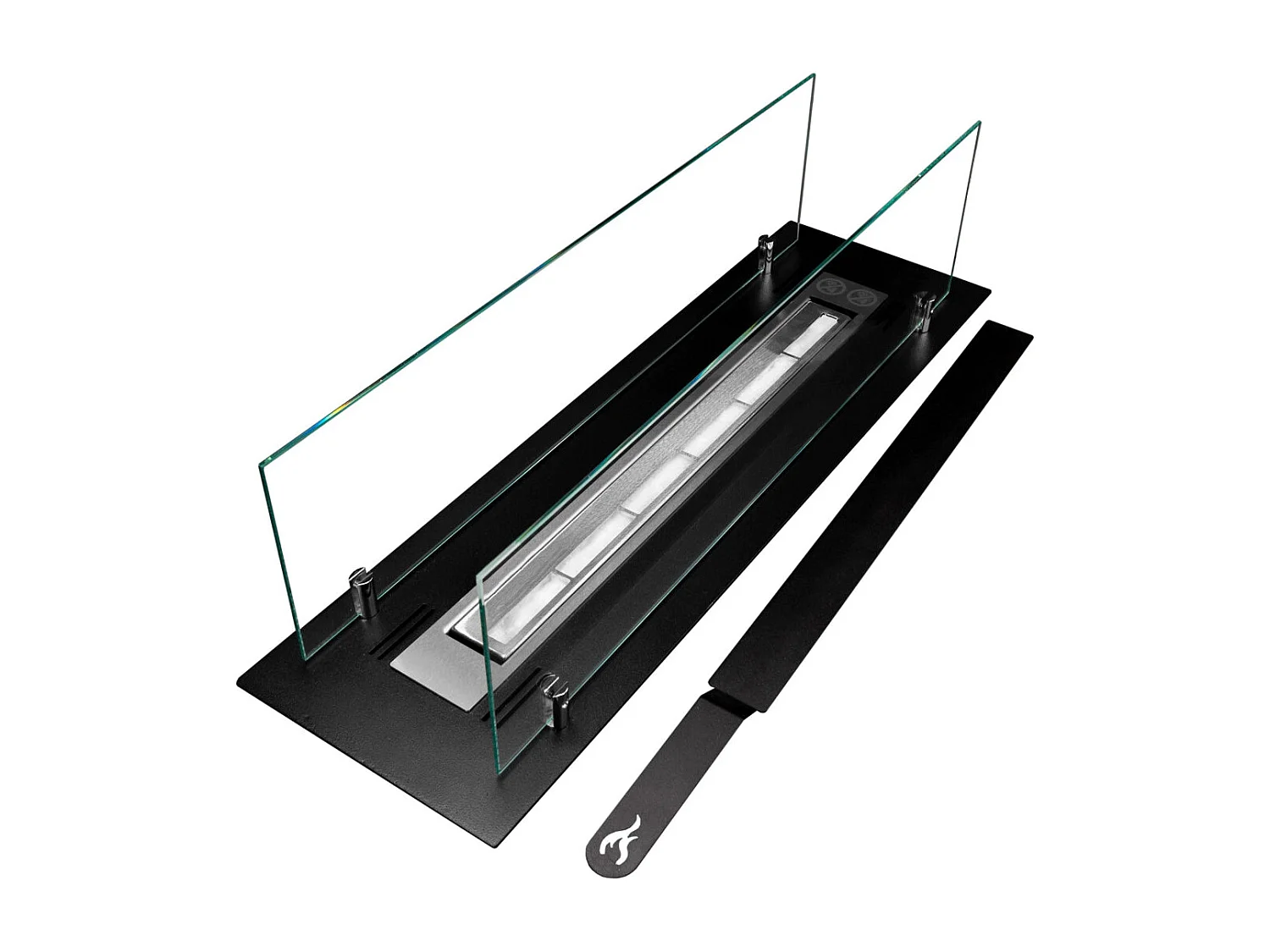 Bioethanol-Kaminbrenner aus Stahl mit 65 cm Glas