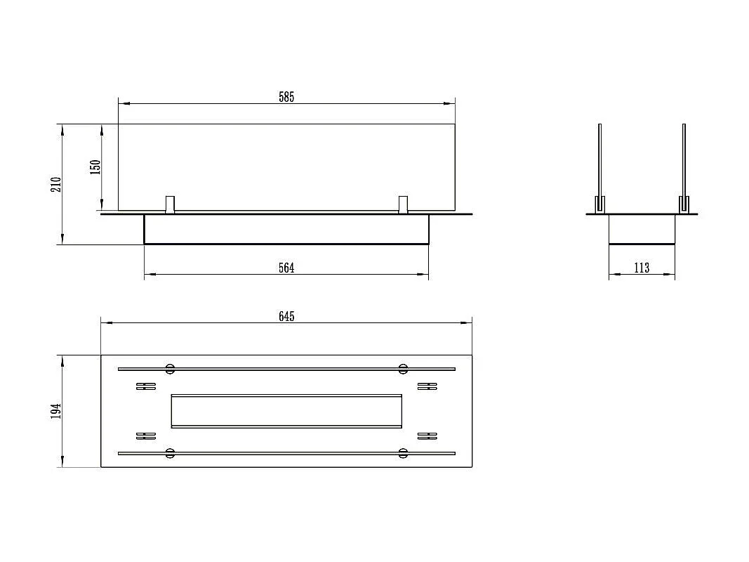 Bruciatore per camino a bioetanolo biocamino in acciaio con vetri da 65 cm