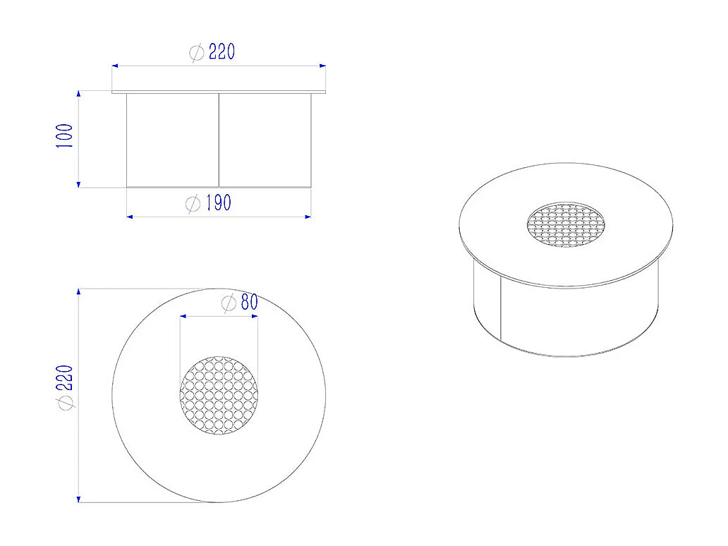 Brûleur rond pour cheminée au bioéthanol biocheminée en acier inoxydable 2,5 lt d.25 cm