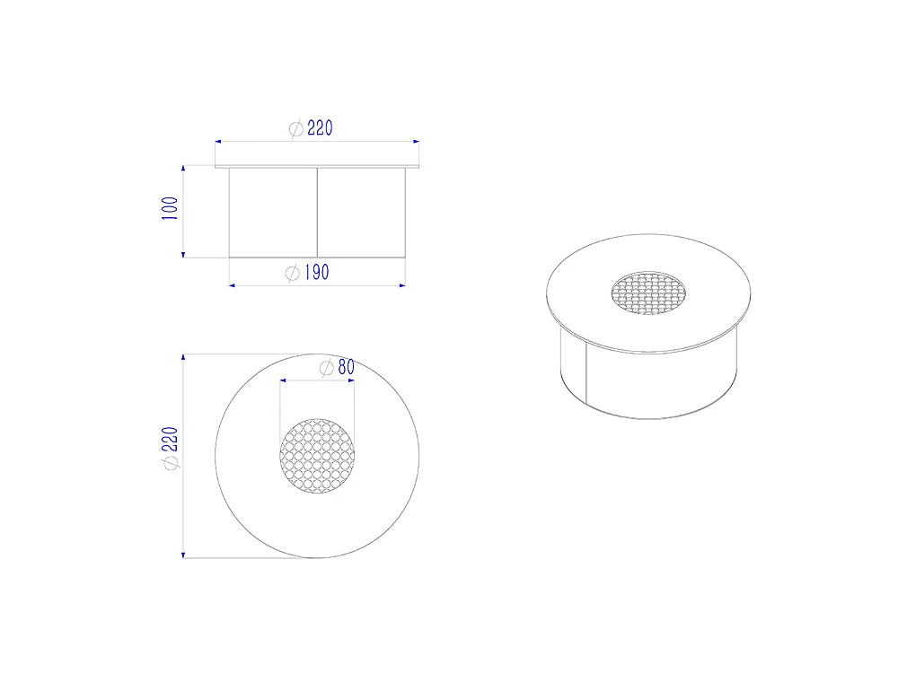 Round burner for bioethanol fireplace, stainless steel, 2.5 lt, diameter 25 cm