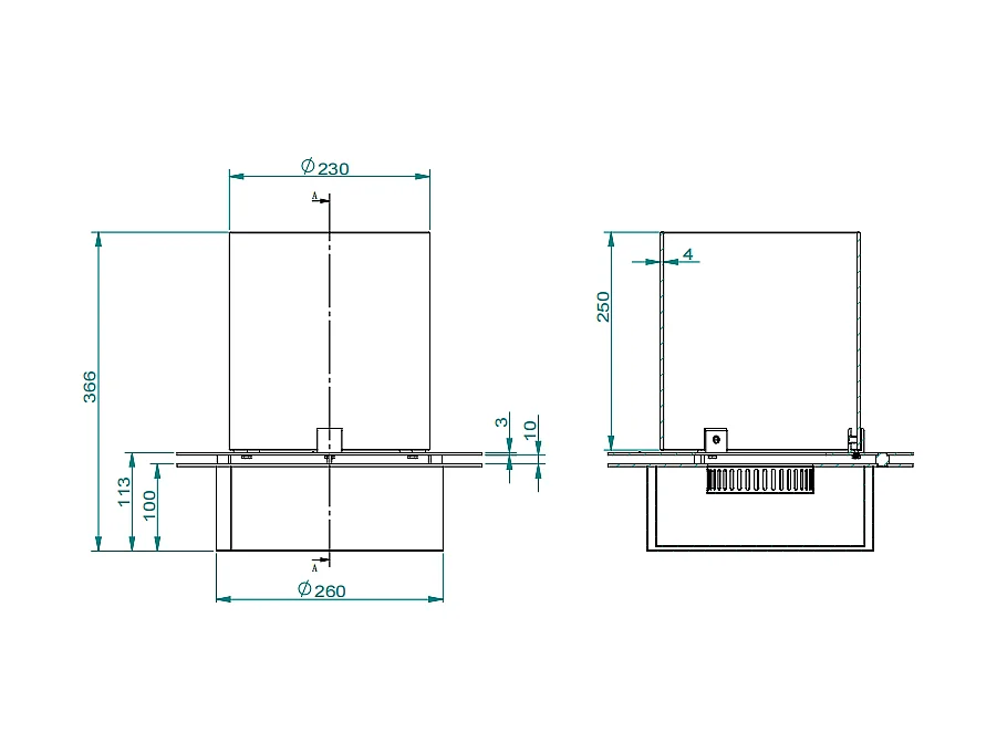 Brûleur rond en acier inoxydable pour cheminée au bioéthanol, 3 L, d.35