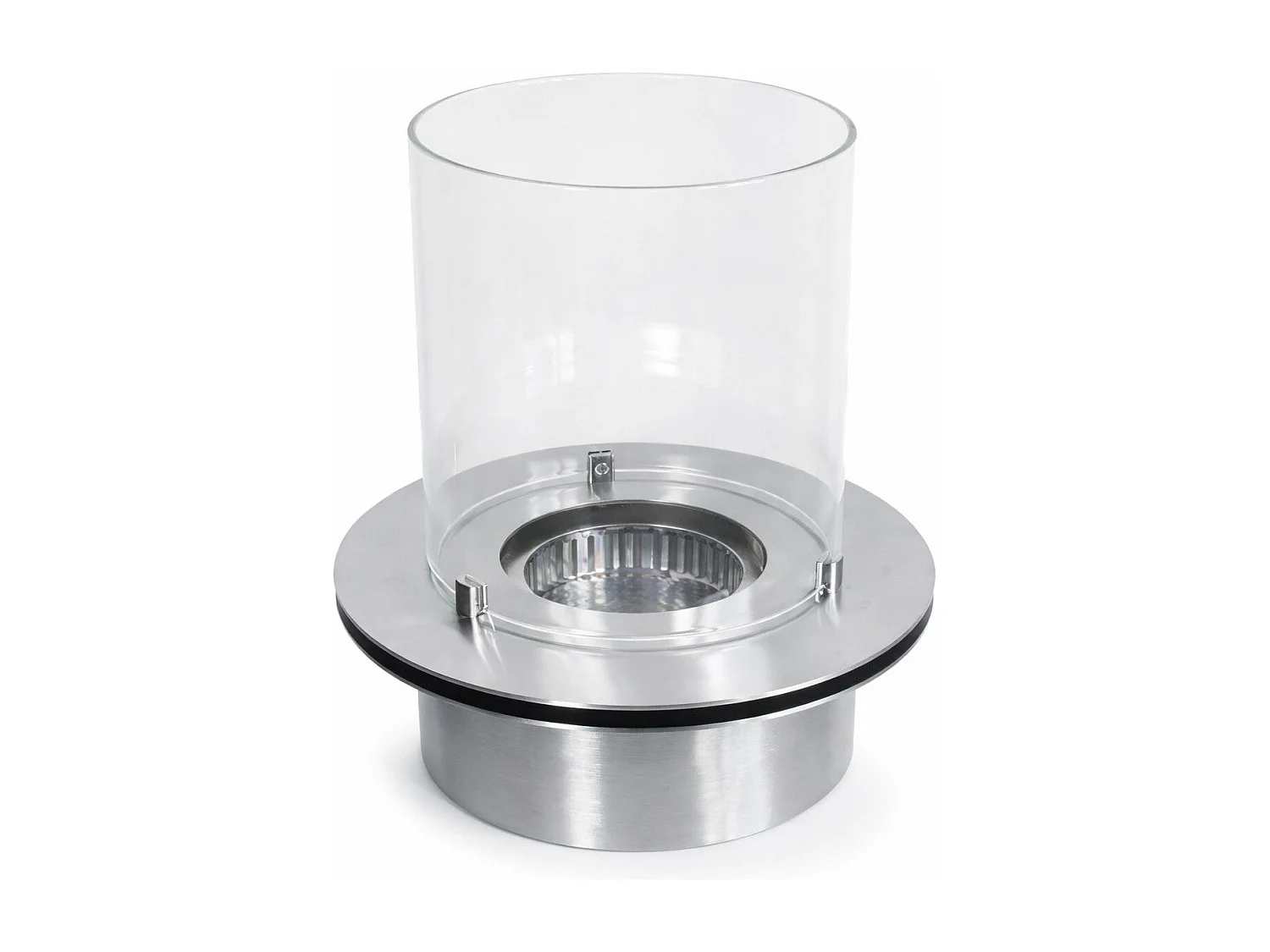 Brûleur rond avec verre pour cheminée au bioéthanol, biocheminée en acier inoxydable 3 lt d.35