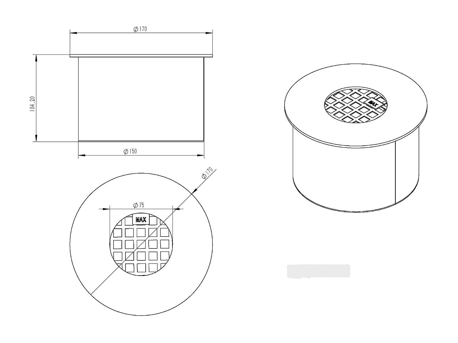 Quemador redondo para chimenea de bioetanol inox 1,5 lt d.17 cm