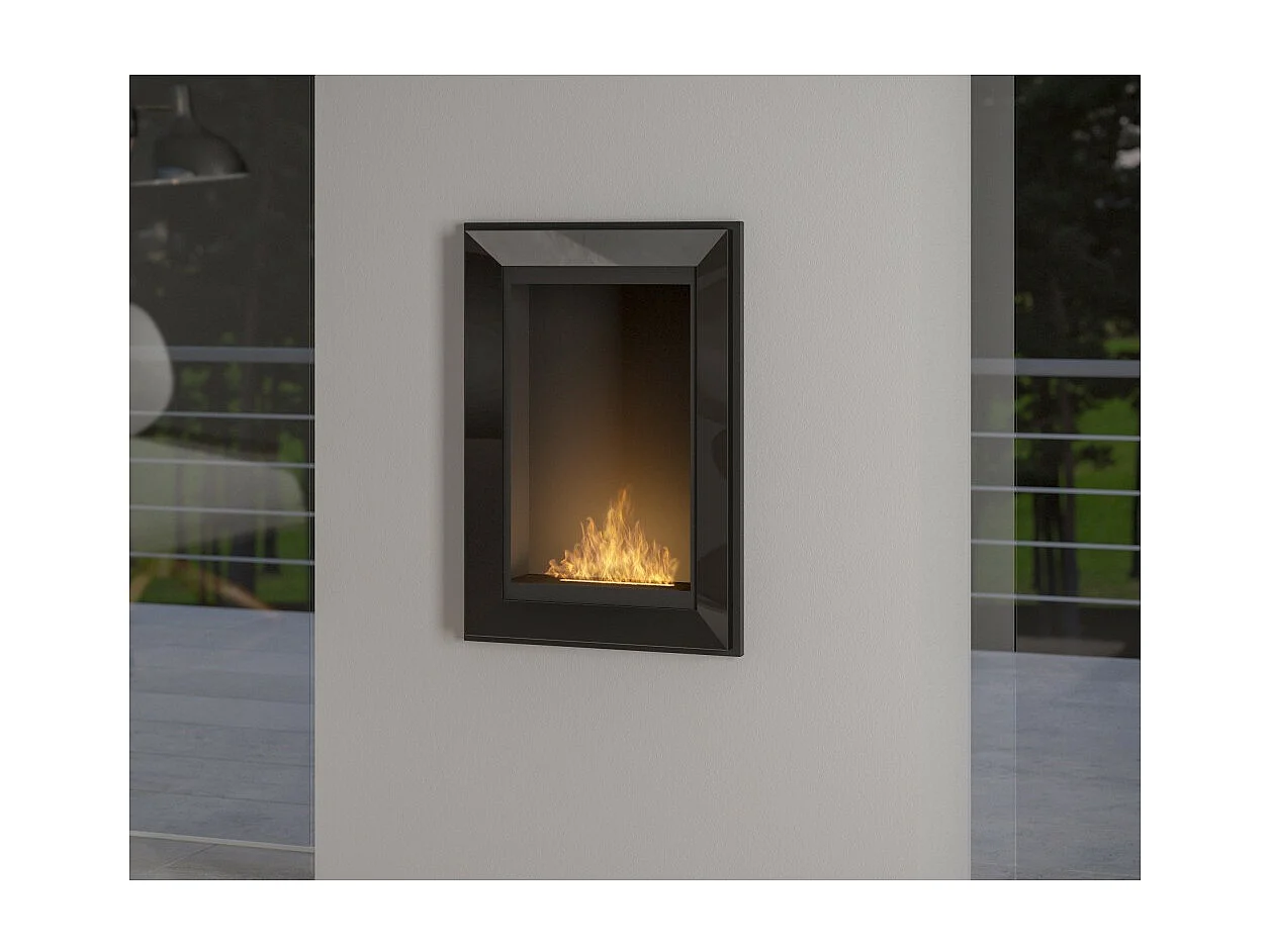 Chimenea de bioetanol empotrada Frame 550 SimpleFire con cristal negro