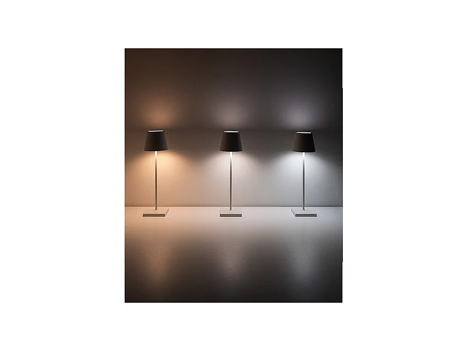 Poldina Pro Black LED-Tischleuchte, wiederaufladbar und dimmbar, mit einer Akkulaufzeit von bis zu 12 Stunden. Geeignet für den Außenbereich, IP65.